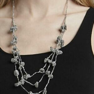 EILEEN FISHER RARE AND UNIQUE CROCHET 3 TIER NECKLACE